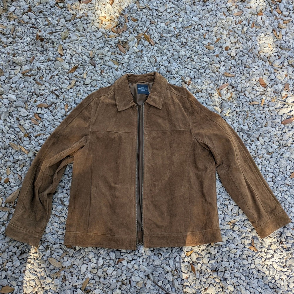Faded Glory Mens Nutmeg Brown Suede Leather Jacket Zip Up Coat L 42-44
